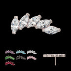 5 Marquise Staggered Cluster Prong Gem Flatback Stud Earring / Nosering - Gem in Titanium