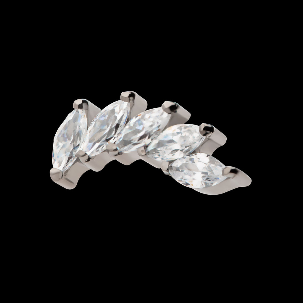 5 Marquise Staggered Cluster Prong Gem Flatback Stud Earring / Nosering - Gem in Titanium