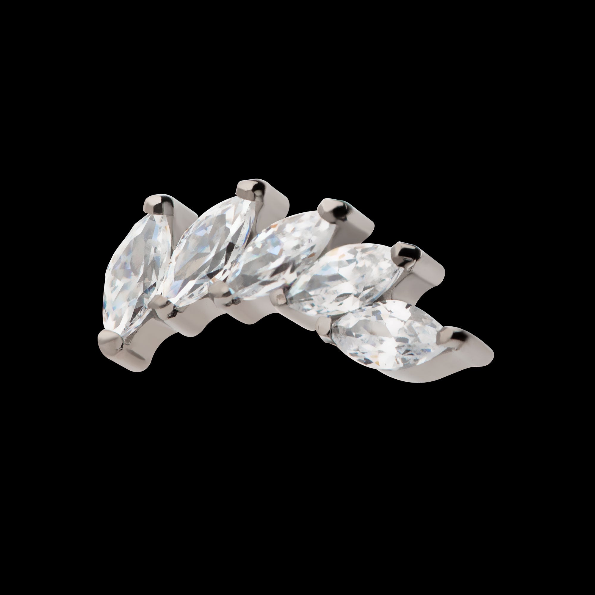 5 Marquise Staggered Cluster Prong Gem Flatback Stud Earring / Nosering - Gem in Titanium