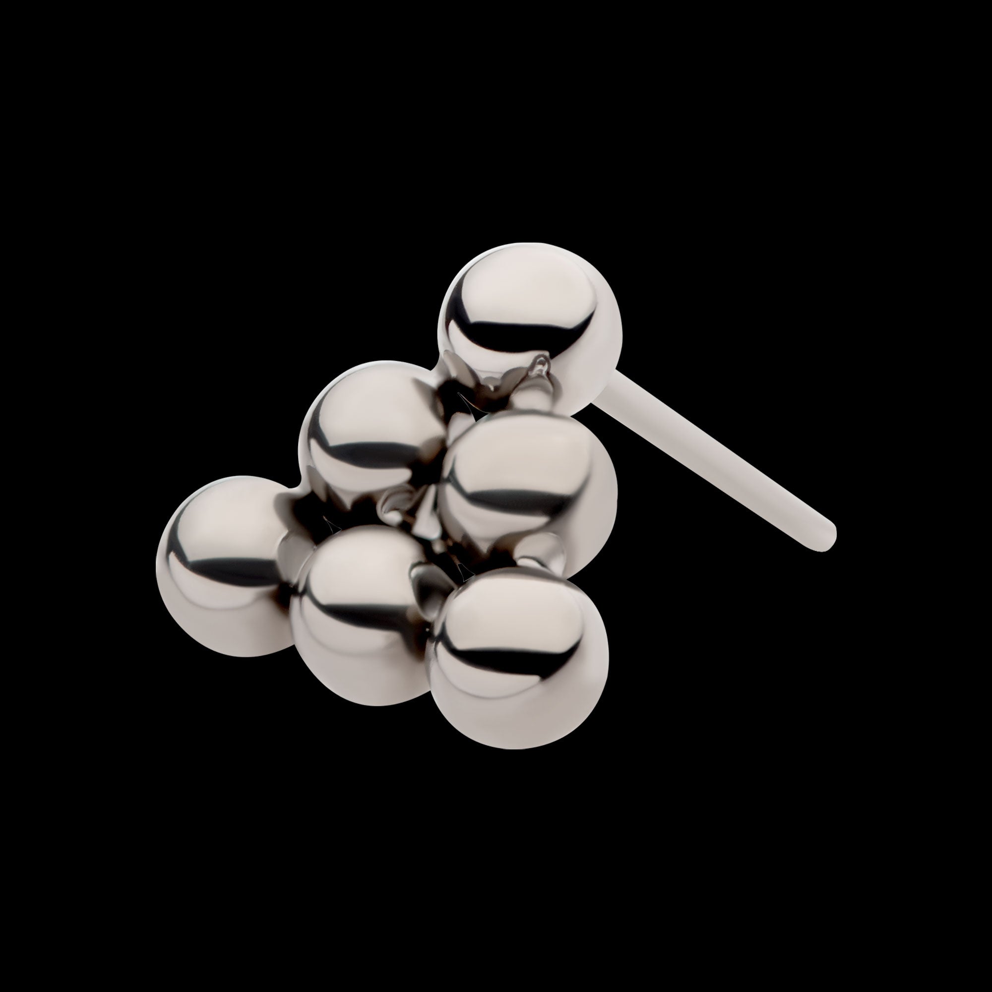 6 Beads Pyramid Shape Flatback Stud Earring / Nosering - Titanium