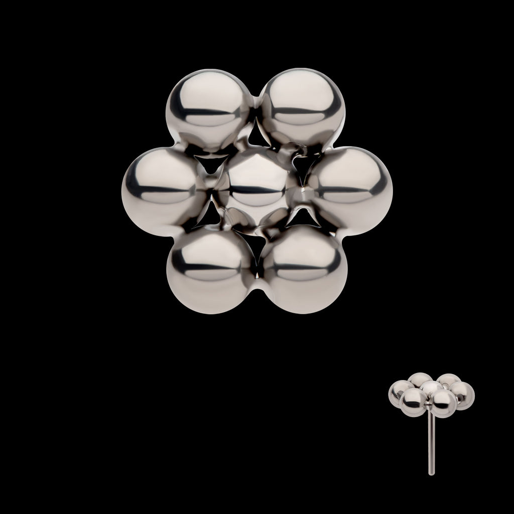 7 Beads Hexagon Shape Flatback Stud Earring / Nosering - Titanium