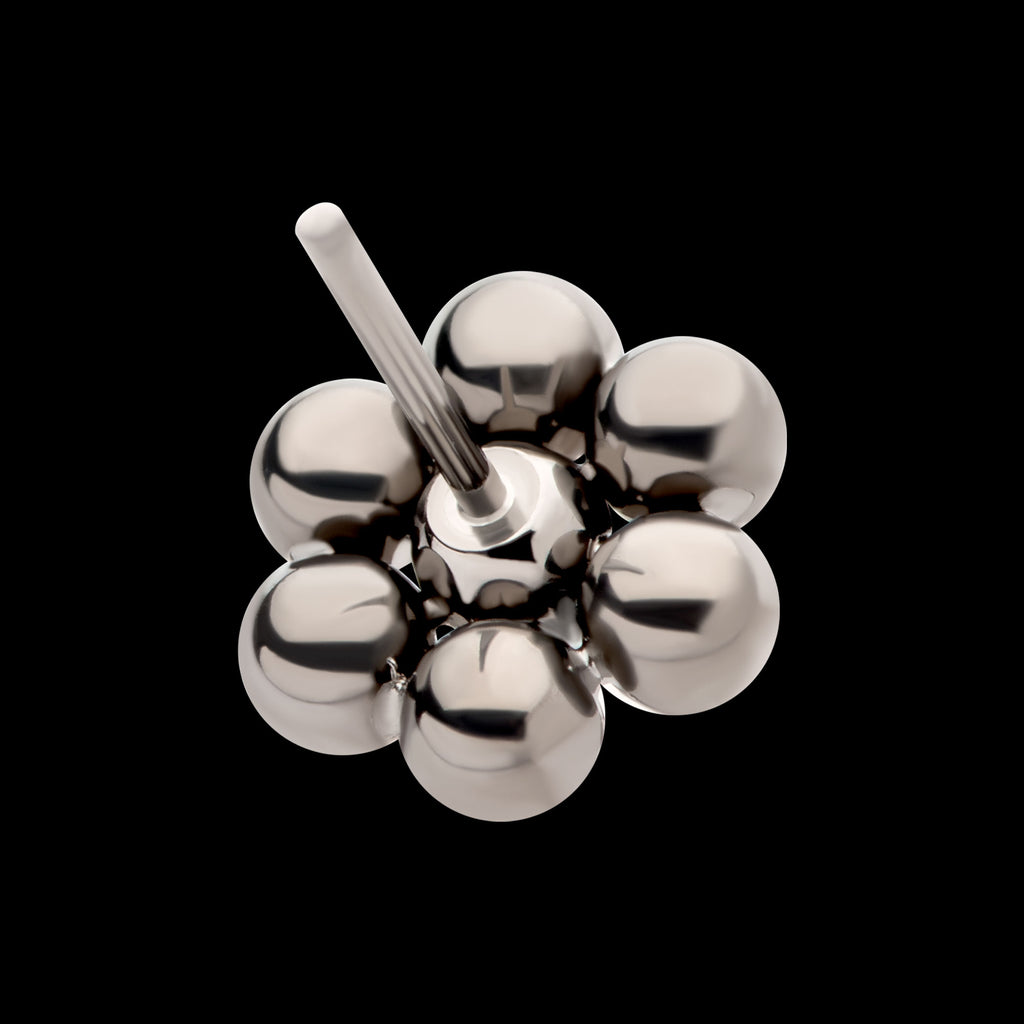 7 Beads Hexagon Shape Flatback Stud Earring / Nosering - Titanium