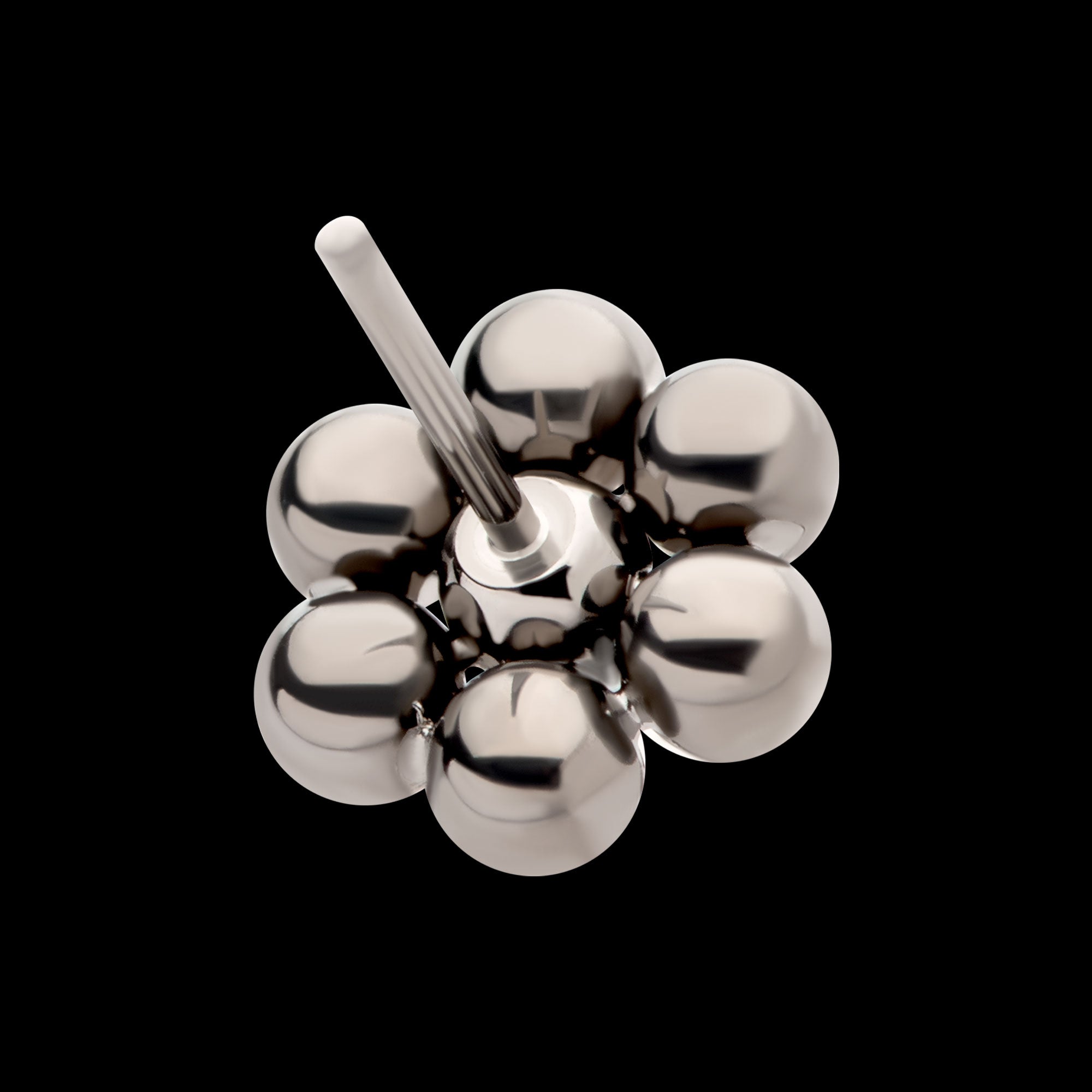 7 Beads Hexagon Shape Flatback Stud Earring / Nosering - Titanium