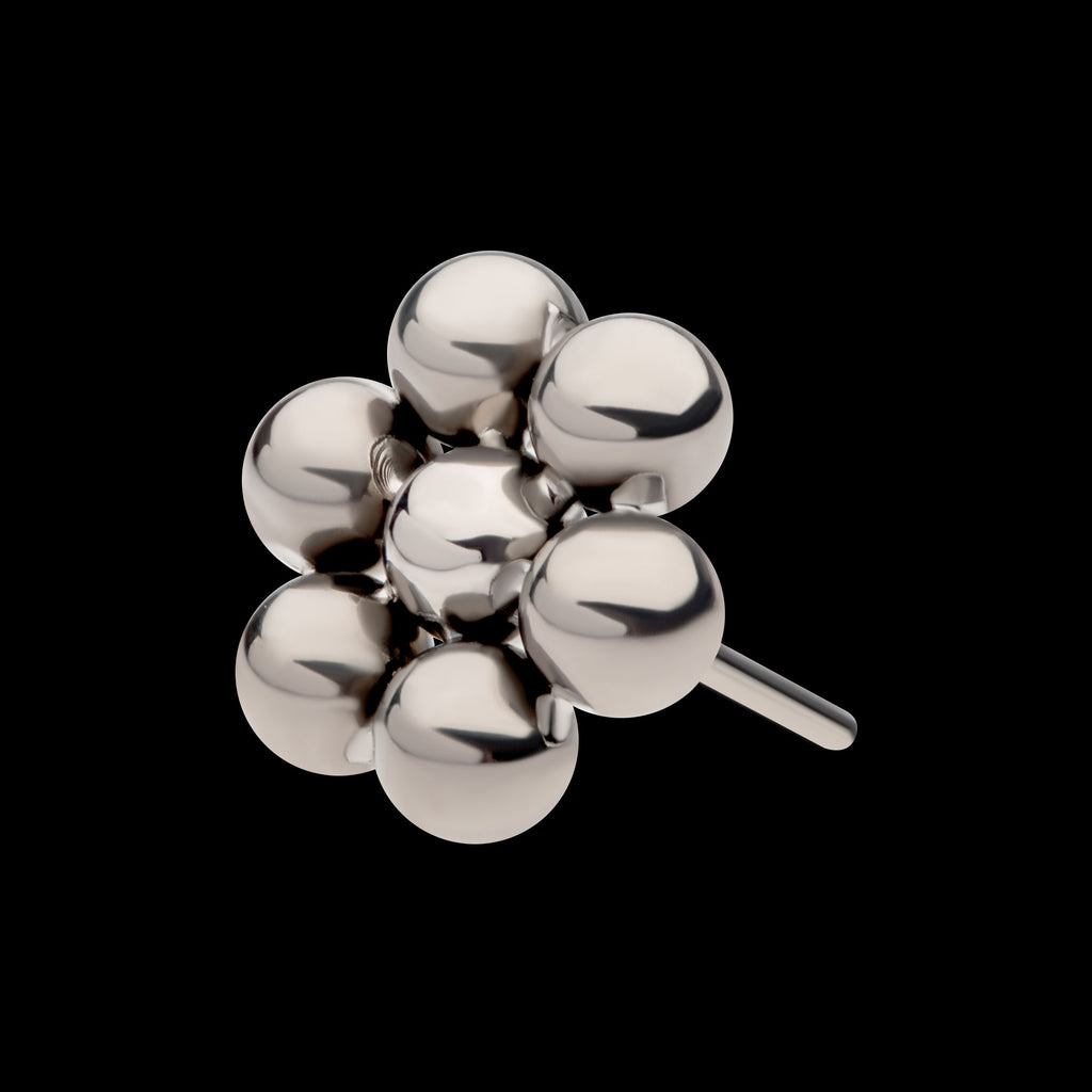 7 Beads Hexagon Shape Flatback Stud Earring / Nosering - Titanium