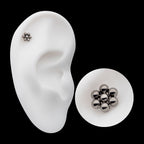 7 Beads Hexagon Shape Flatback Stud Earring / Nosering - Titanium