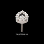 Round CZ Center Hollow Teardrop Shape Flatback Stud Earring / Nosering - CZ in Titanium