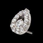 Round CZ Center Hollow Teardrop Shape Flatback Stud Earring / Nosering - CZ in Titanium