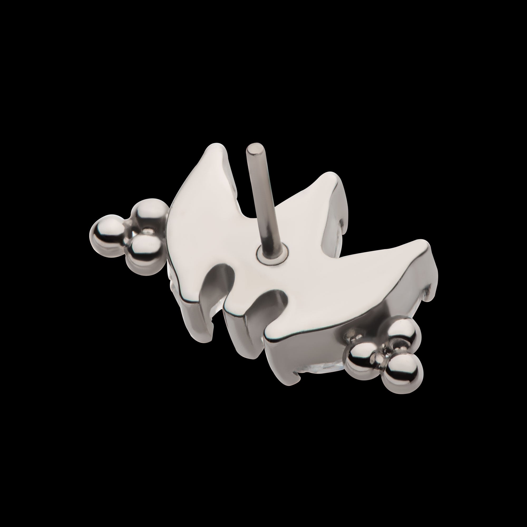 Tri Beads & Prong Set Marquise CZ 3-Cluster Flatback Stud Earring / Nosering - CZ in Titanium