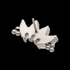 Tri Beads & Prong Set Marquise CZ 4-Cluster Flatback Stud Earring / Nosering - CZ in Titanium
