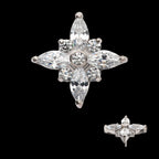 Clustered Round & Marquise CZ Cross Shape Flatback Stud Earring / Nosering - CZ in Titanium