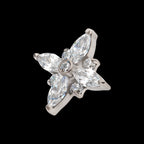Clustered Round & Marquise CZ Cross Shape Flatback Stud Earring / Nosering - CZ in Titanium