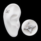 Clustered Round & Marquise CZ Cross Shape Flatback Stud Earring / Nosering - CZ in Titanium