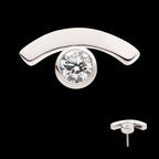 Bezel Set CZ in a Curve Line Flatback Stud Earring / Nosering - CZ in Titanium