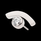 Bezel Set CZ in a Curve Line Flatback Stud Earring / Nosering - CZ in Titanium