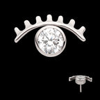 Bezel Set CZ Cut Out Evil Eye Flatback Stud Earring / Nosering - CZ in Titanium