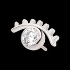 Bezel Set CZ Cut Out Evil Eye Flatback Stud Earring / Nosering - CZ in Titanium