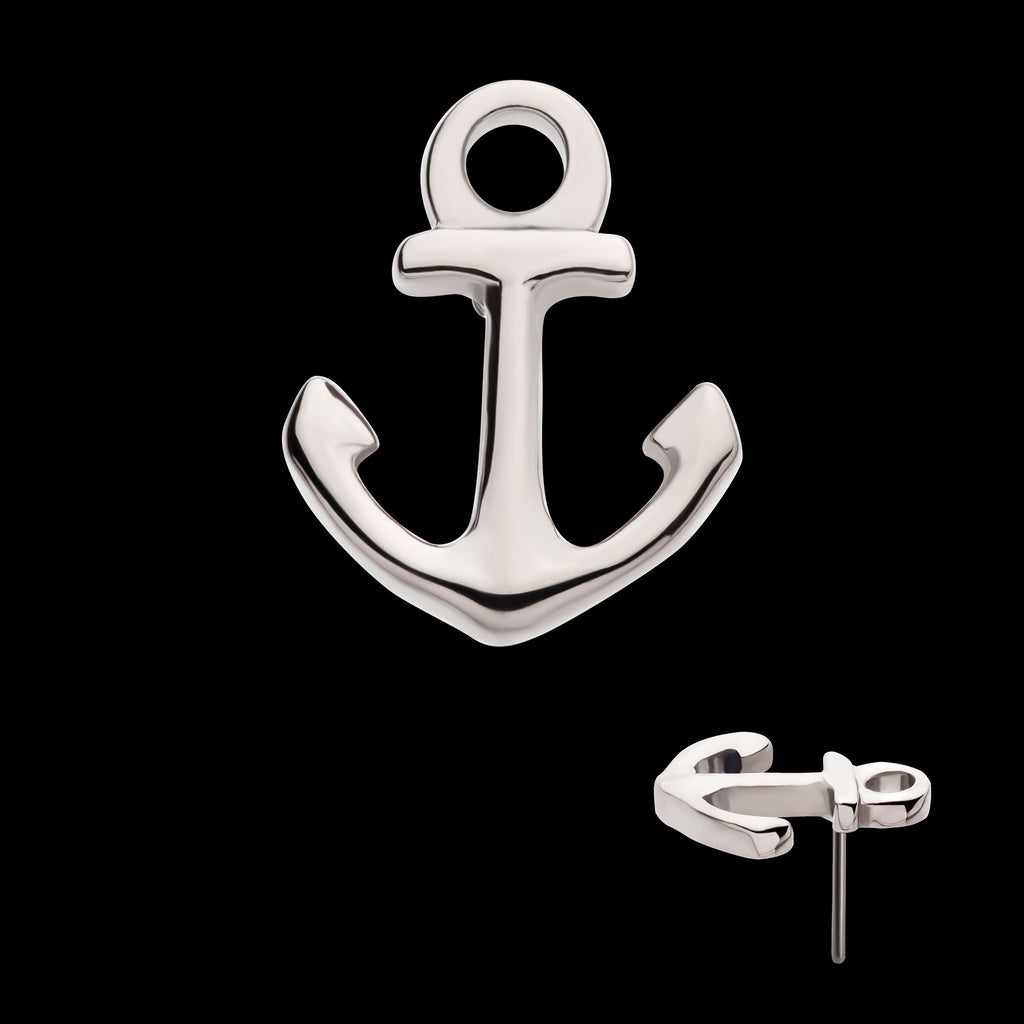 Anchor Flatback Stud Earring / Nosering - Titanium