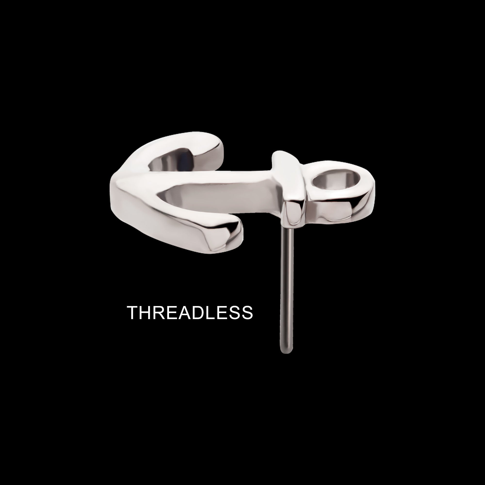 Anchor Flatback Stud Earring / Nosering - Titanium