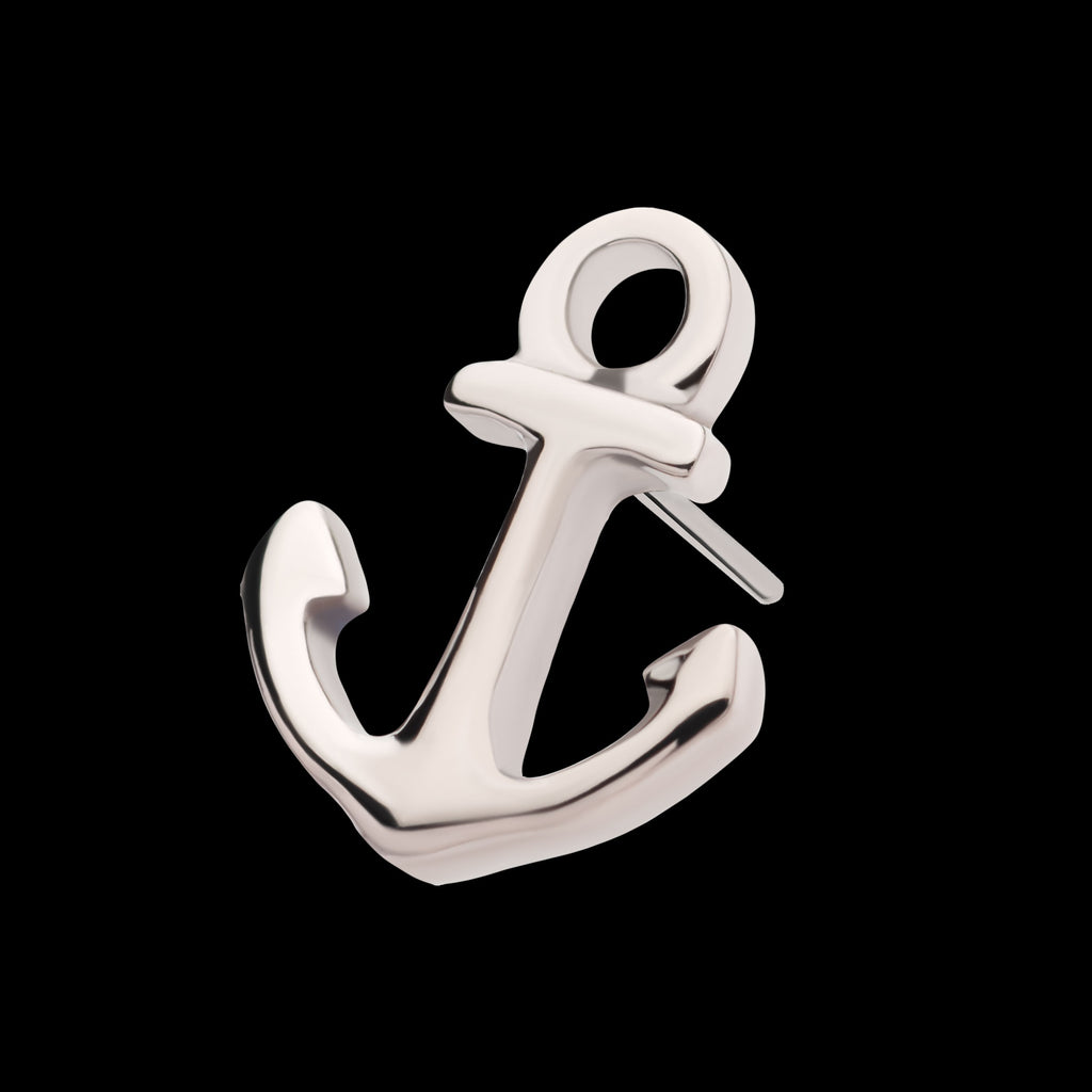 Anchor Flatback Stud Earring / Nosering - Titanium