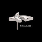 Center Prong Set CZ Dagger Flatback Stud Earring / Nosering - CZ in Titanium