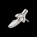 Center Prong Set CZ Dagger Flatback Stud Earring / Nosering - CZ in Titanium