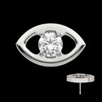 Cut Out Evil Eye with 4 Prong Clear CZ Flatback Stud Earring / Nosering - Clear CZ in Titanium