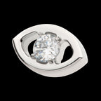 Cut Out Evil Eye with 4 Prong Clear CZ Flatback Stud Earring / Nosering - Clear CZ in Titanium