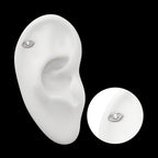 Cut Out Evil Eye with 4 Prong Clear CZ Flatback Stud Earring / Nosering - Clear CZ in Titanium