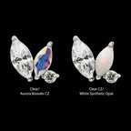 Prong Set Marquise & Round CZ/Opal Staggered 3 Cluster Flatback Stud Earring / Nosering - Opal & CZ & Opal & CZ in Titanium
