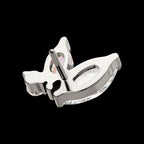 Prong Set Marquise & Round CZ/Opal Staggered 3 Cluster Flatback Stud Earring / Nosering - Opal & CZ & Opal & CZ in Titanium