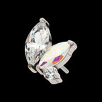 Prong Set Marquise & Round CZ/Opal Staggered 3 Cluster Flatback Stud Earring / Nosering - Opal & CZ & Opal & CZ in Titanium
