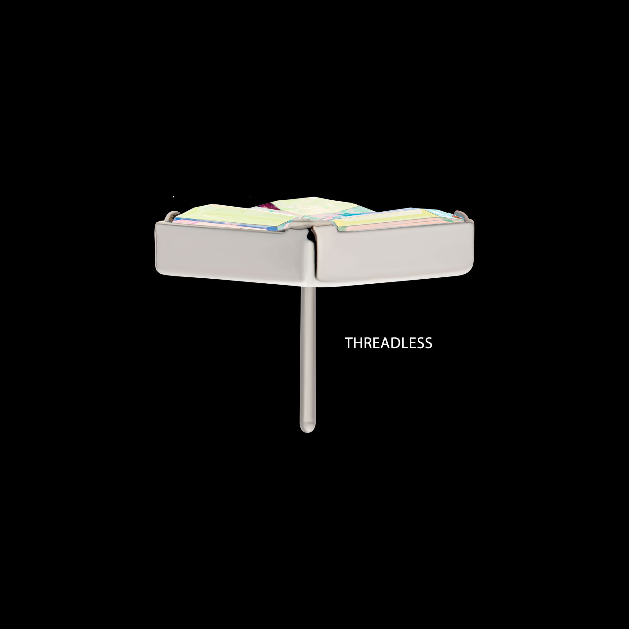 Baguette & Princess Gem Fan Shape Flatback Stud Earring / Nosering - Gem in Titanium
