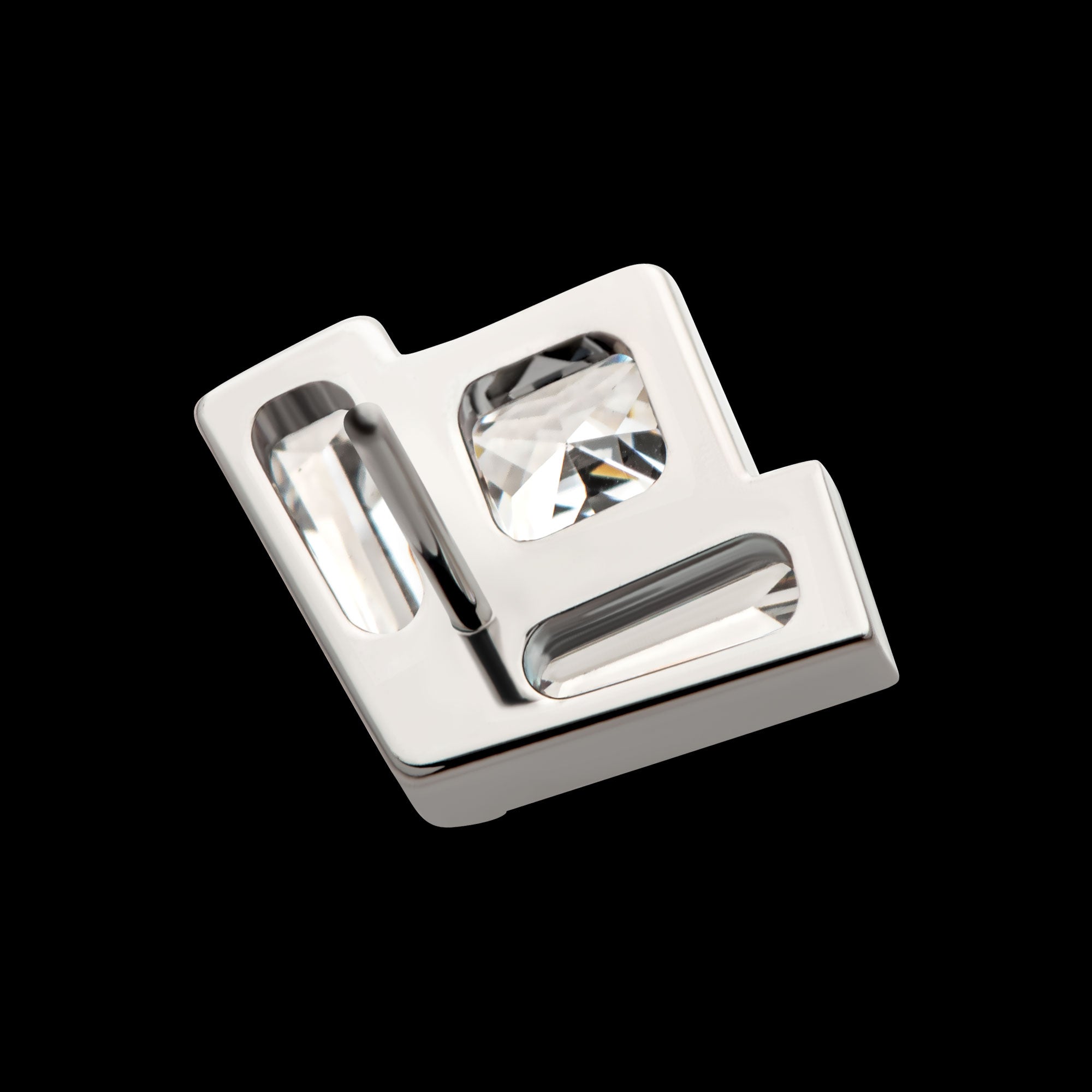Baguette & Princess Gem Fan Shape Flatback Stud Earring / Nosering - Gem in Titanium