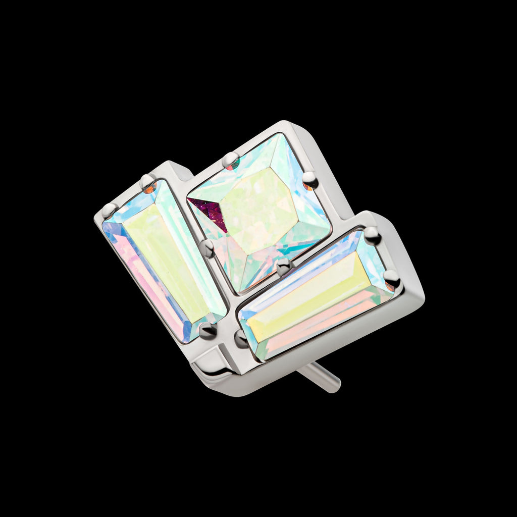 Baguette & Princess Gem Fan Shape Flatback Stud Earring / Nosering - Gem in Titanium