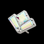 Baguette & Princess Gem Fan Shape Flatback Stud Earring / Nosering - Gem in Titanium