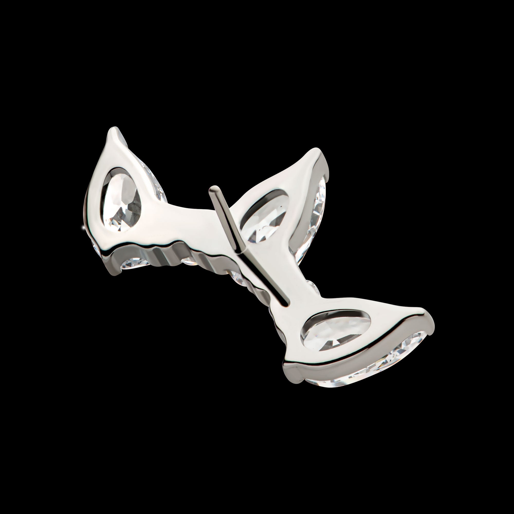 Alternating Teardrop & Round Prong Set CZ 5 Cluster Flatback Stud Earring / Nosering - CZ in Titanium