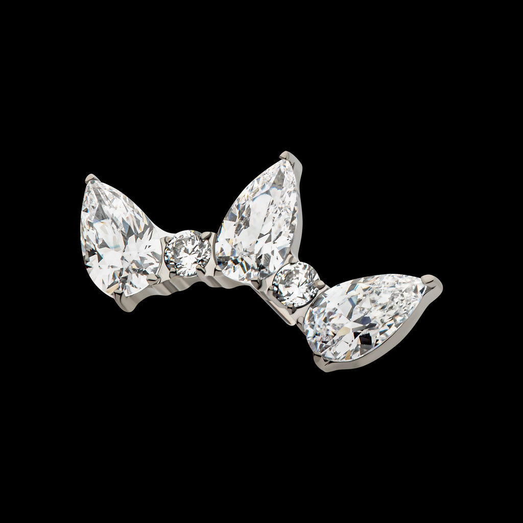 Alternating Teardrop & Round Prong Set CZ 5 Cluster Flatback Stud Earring / Nosering - CZ in Titanium