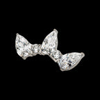 Alternating Teardrop & Round Prong Set CZ 5 Cluster Flatback Stud Earring / Nosering - CZ in Titanium