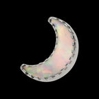 Crescent Moon with Prong Set White Opal Flatback Stud Earring / Nosering - White Opal & Opal in Titanium