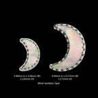 Crescent Moon with Prong Set White Opal Flatback Stud Earring / Nosering - White Opal & Opal in Titanium