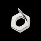 Pave Set Round CZ Gem Hexagon Flatback Stud Earring / Nosering - CZ in Titanium