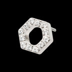 Pave Set Round CZ Gem Hexagon Flatback Stud Earring / Nosering - CZ in Titanium