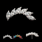 Prong Set Marquise CZ Staggered 6-Cluster Flatback Stud Earring / Nosering - CZ in Titanium