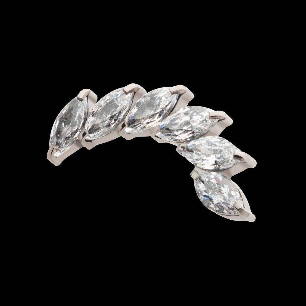 Prong Set Marquise CZ Staggered 6-Cluster Flatback Stud Earring / Nosering - CZ in Titanium