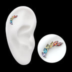 Prong Set Marquise CZ Staggered 6-Cluster Flatback Stud Earring / Nosering - CZ in Titanium