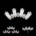 Prong Set Baguette & Round CZ 7-Cluster Flatback Stud Earring / Nosering - CZ in Titanium