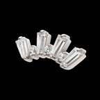 Prong Set Baguette & Round CZ 7-Cluster Flatback Stud Earring / Nosering - CZ in Titanium