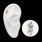 Prong Set Baguette & Round CZ 7-Cluster Flatback Stud Earring / Nosering - CZ in Titanium