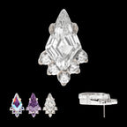 Prong Set Kite Shape CZ with 5-Cluster Round CZ Flatback Stud Earring / Nosering - CZ in Titanium