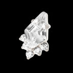 Prong Set Kite Shape CZ with 5-Cluster Round CZ Flatback Stud Earring / Nosering - CZ in Titanium